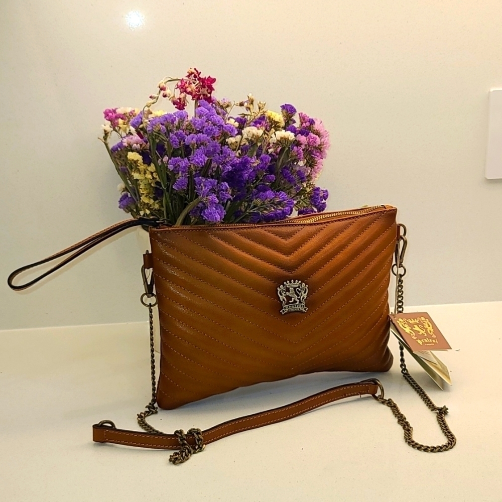 NWT Quilted Leather Envelope Bag Pratesi firenze